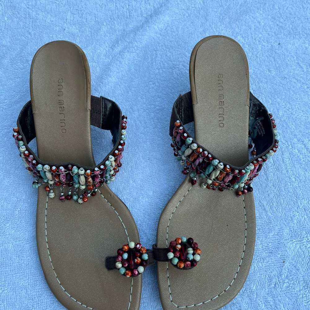 Ann Marino Multicolor Beaded Sandals Size 7M